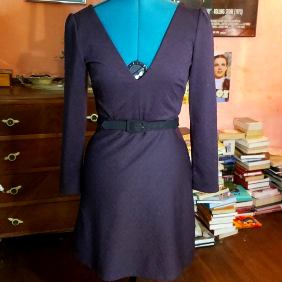 80s Style Deep V Cut Stretchy Dress Burgundy